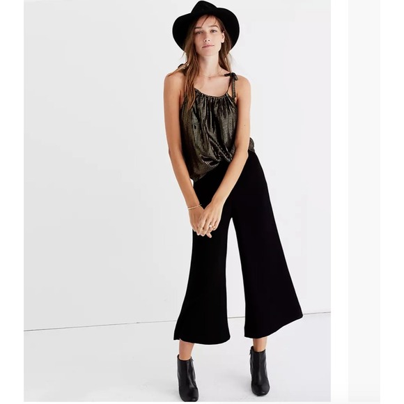 Madewell Women Wide Leg Cropped Crepe‎ Pants Size 6 Pull On Office Minimalist - Picture 2 of 16